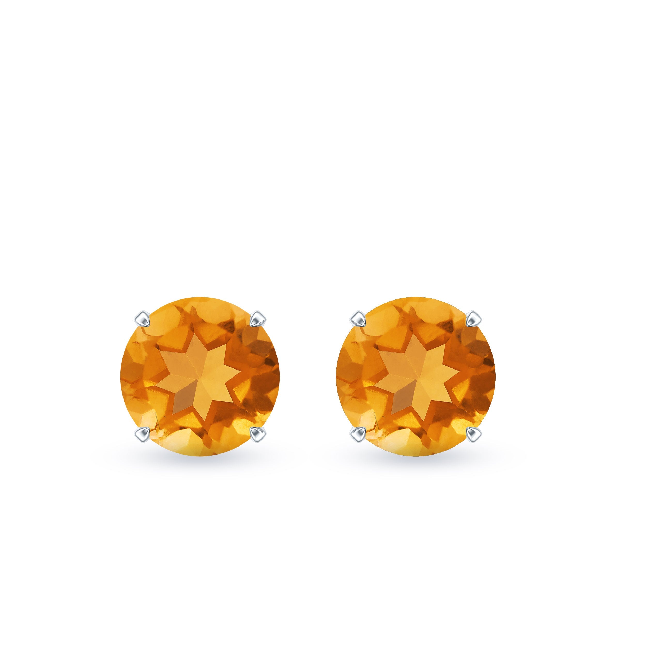 1 CT Round Cut Citrine Solitaire Stud Earrings with Certificate