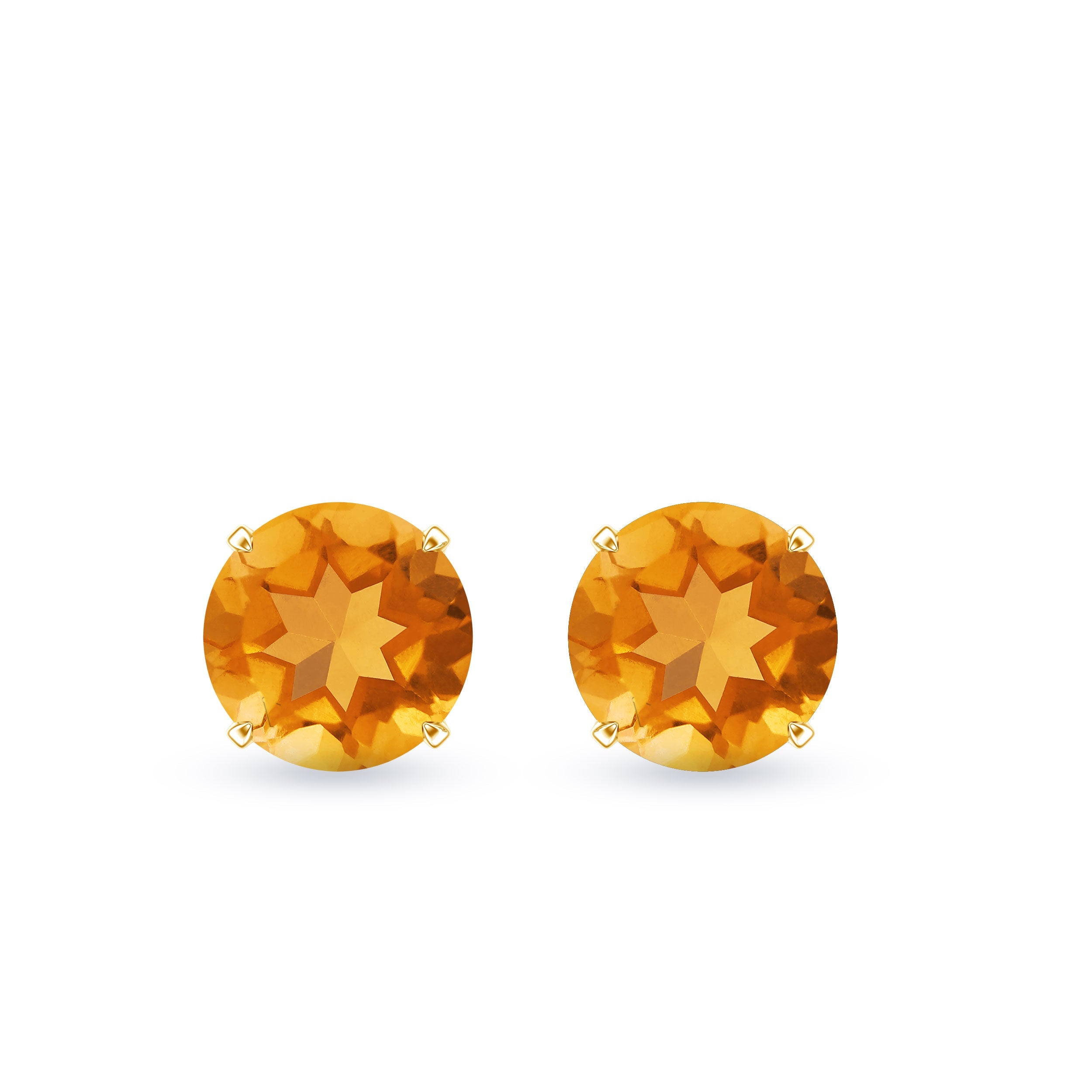 1 CT Round Cut Citrine Solitaire Stud Earrings with Certificate