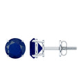 1.9 Carat Round Blue Sapphire Solitaire Stud Earrings in Claw Setting