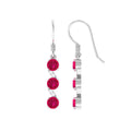 Natural Ruby Diamond Dangle Earrings with Fish Hook