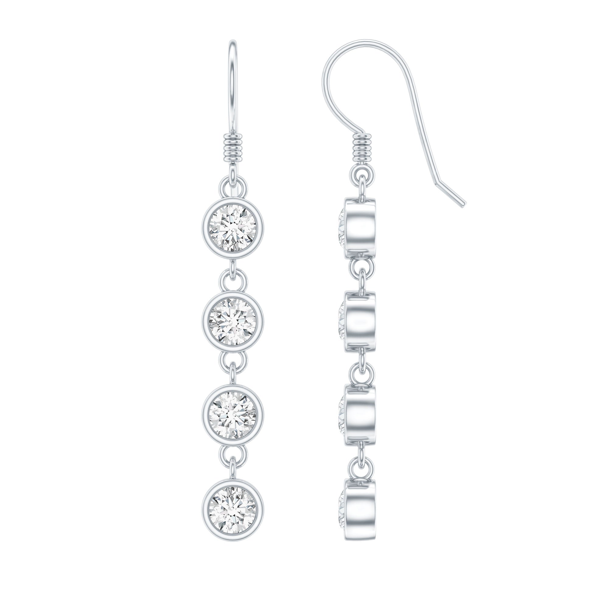 Bezel Set Round Moissanite Simple Dangle Earrings