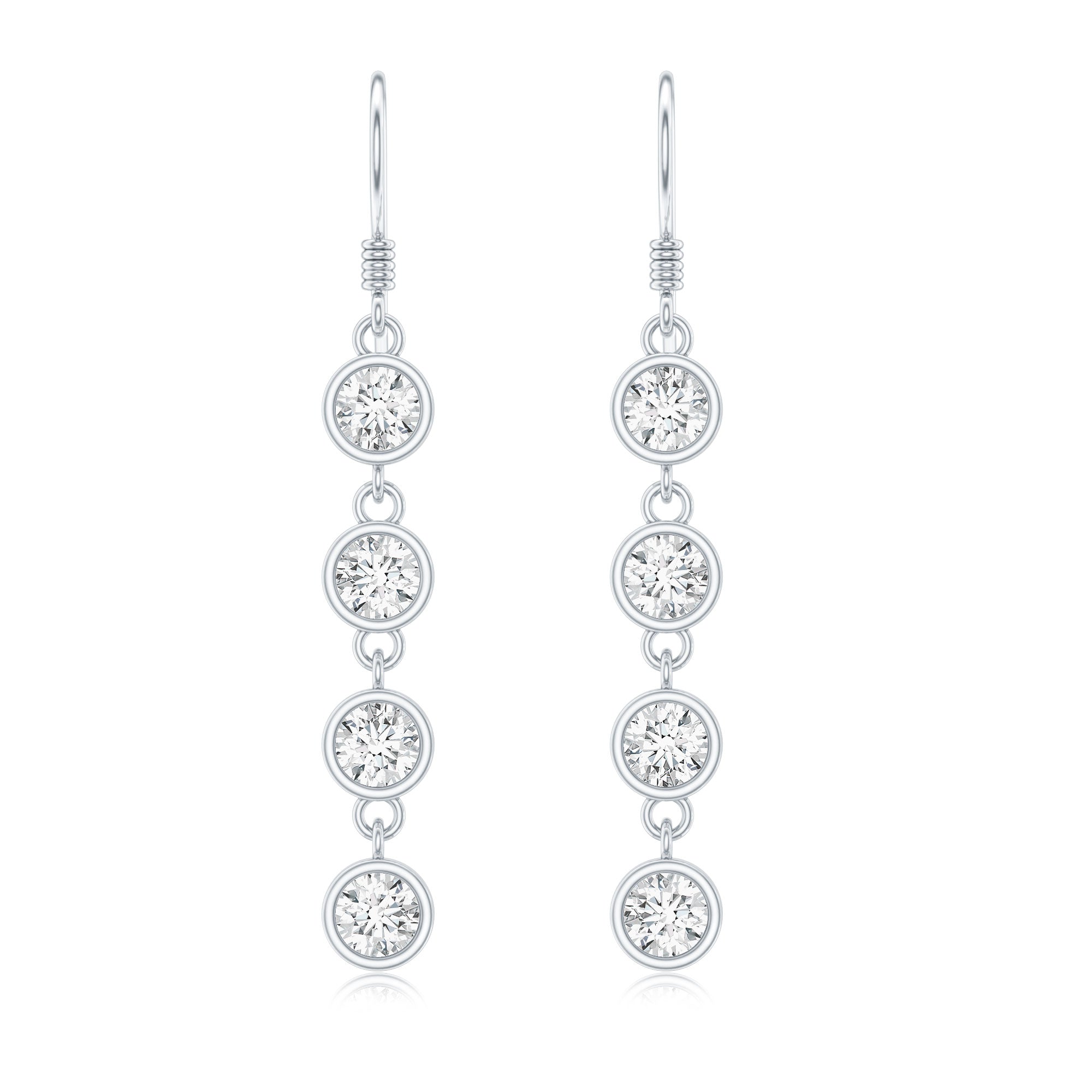 Bezel Set Round Moissanite Simple Dangle Earrings