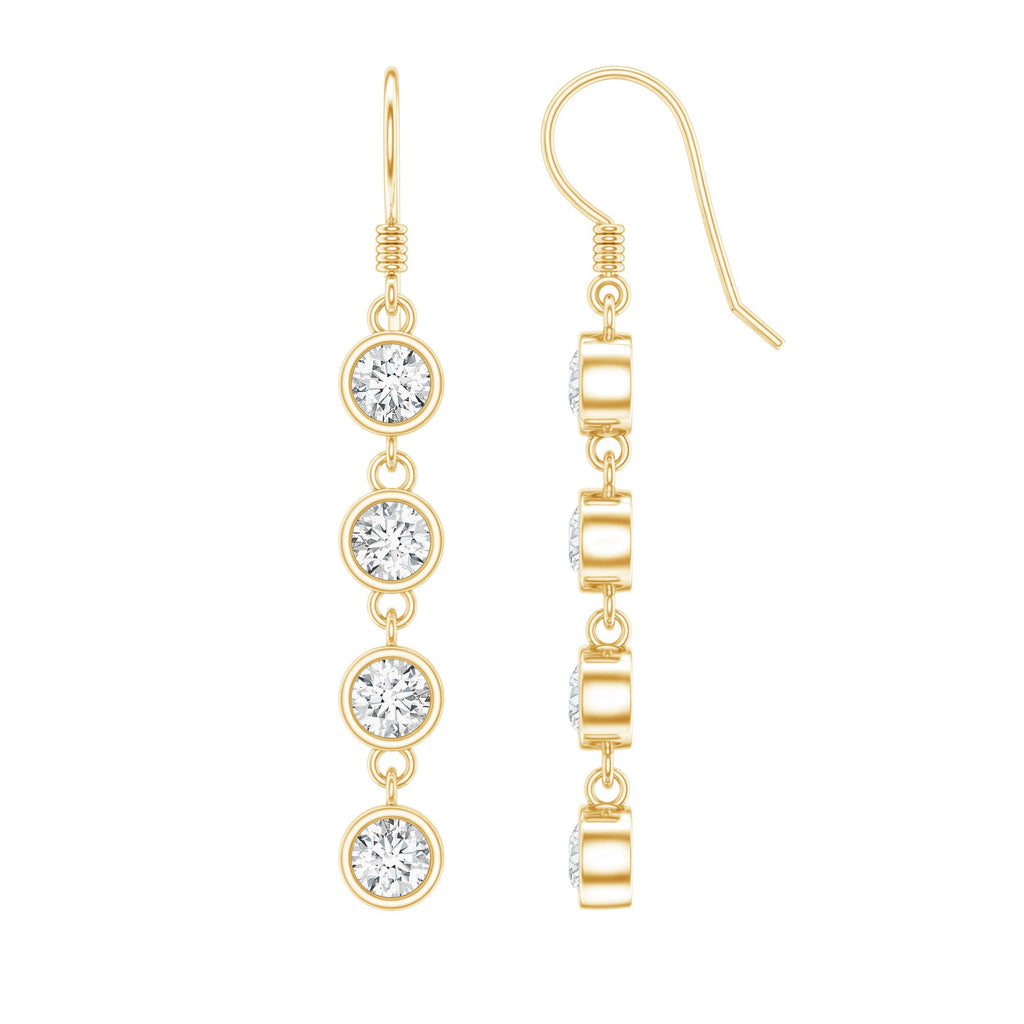Bezel Set Round Moissanite Simple Dangle Earrings