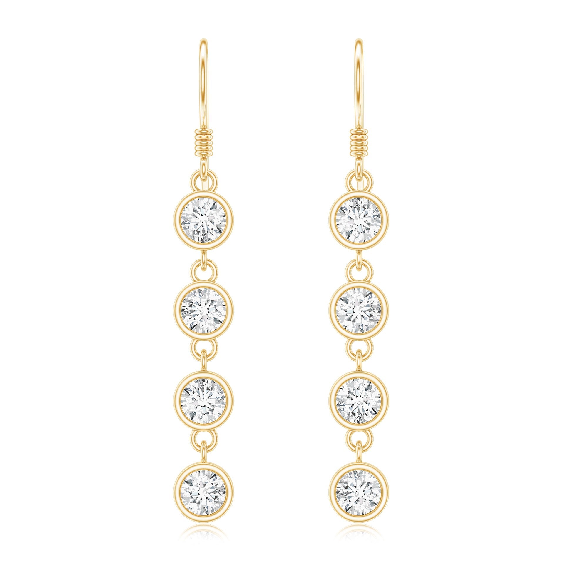 Bezel Set Round Moissanite Simple Dangle Earrings