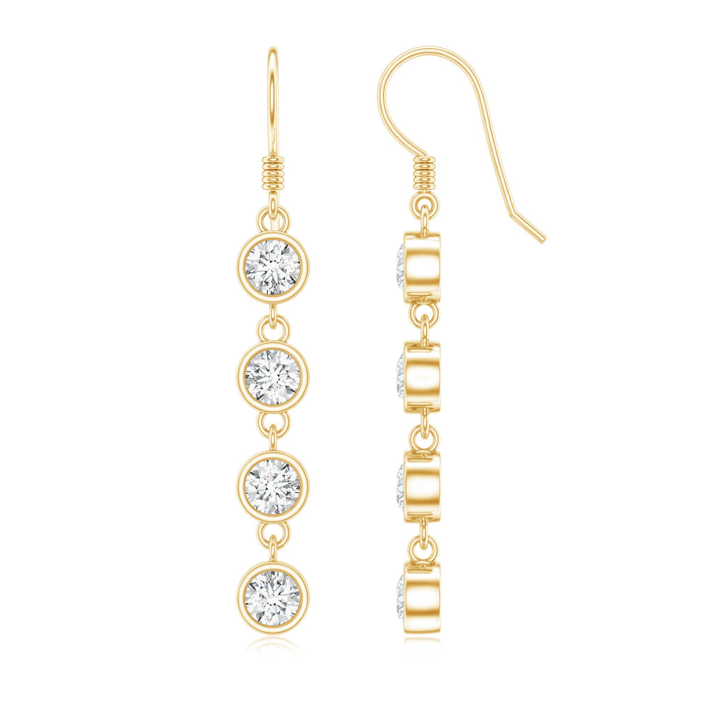 Bezel Set Round Moissanite Simple Dangle Earrings