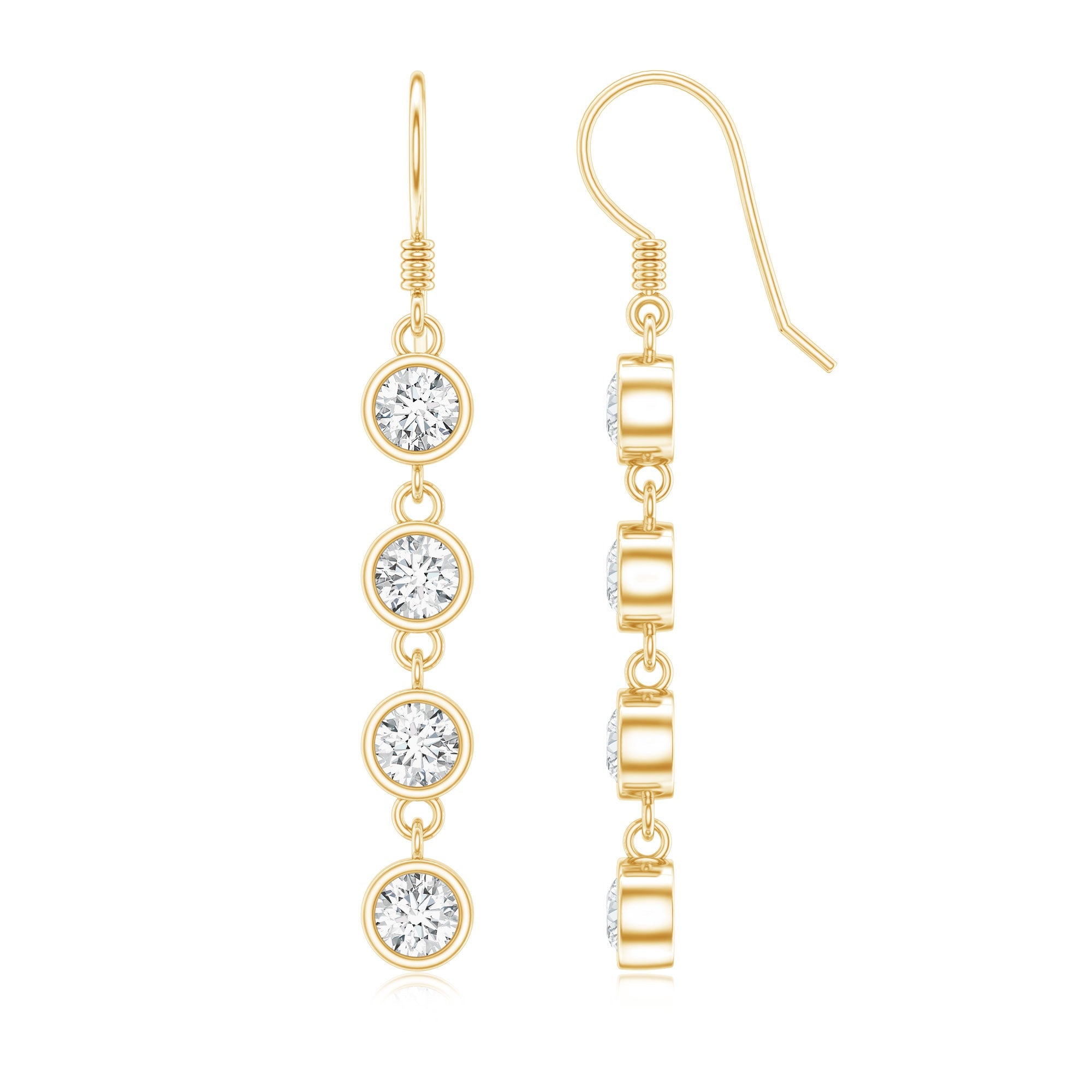 Bezel Set Round Moissanite Simple Dangle Earrings