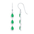 Pear Cut Emerald Dangle Earrings with Diamond