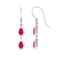 Real Pear Shape Ruby Dangle Earrings with Diamond