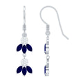 Natural Blue Sapphire and Diamond Leaf Dangle Earrings