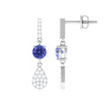 1 Carat Classic Tanzanite Dangle Drop Earrings with Diamond Accent