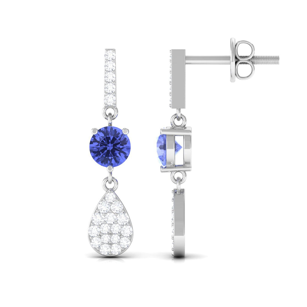 1 Carat Classic Tanzanite Dangle Drop Earrings with Diamond Accent