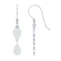 Pave Set Genuine Diamond Teardrop Dangle Earrings with Fish Hook