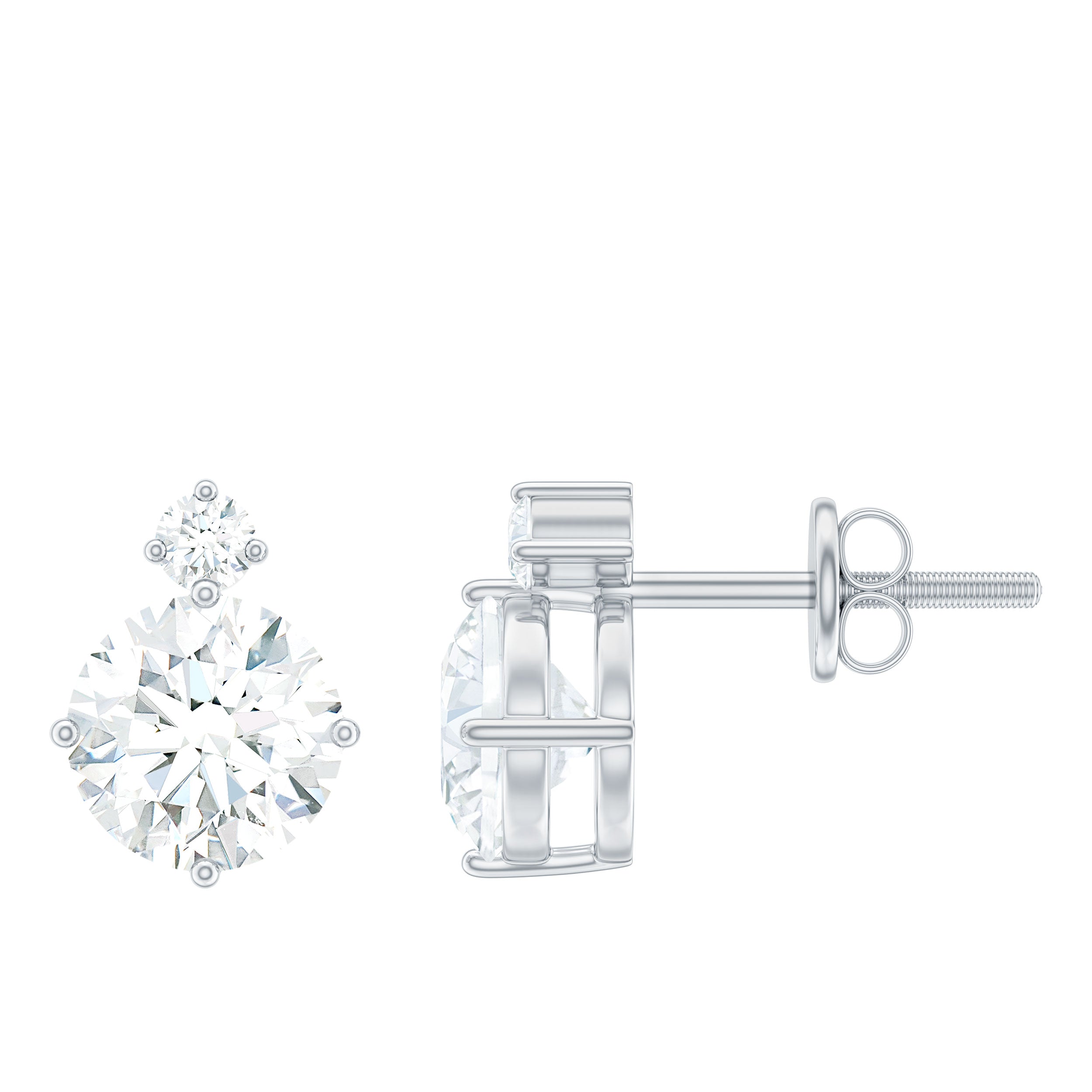 Simple Round Moissanite Stud Earrings