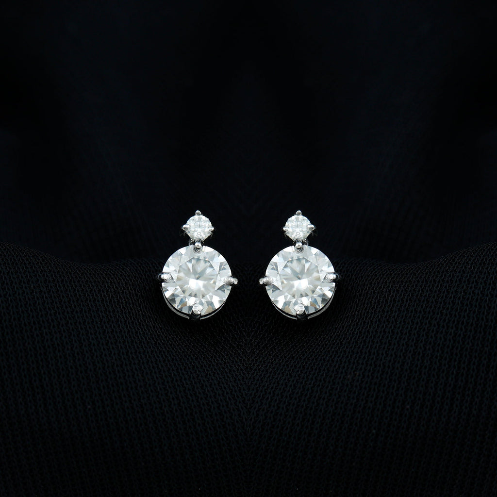 Simple Round Moissanite Stud Earrings