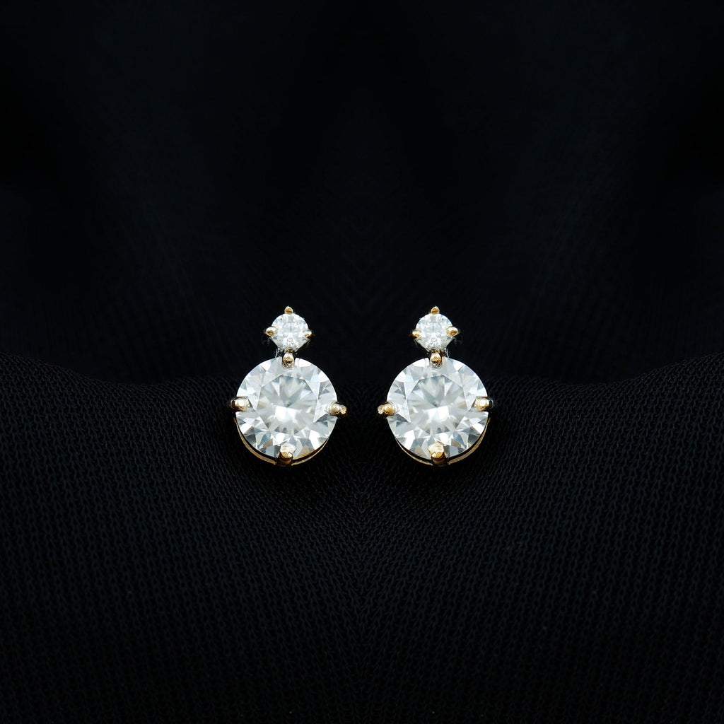 Simple Round Moissanite Stud Earrings