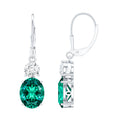 Lab Grown Emerald Oval Drop Earrings With Moissanite