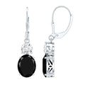 Oval Shaped Lab Created Black Diamond Drop Earrings with Moissanite