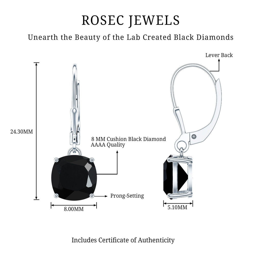 Lab Created Black Diamond Drop Earrings with Lever Back