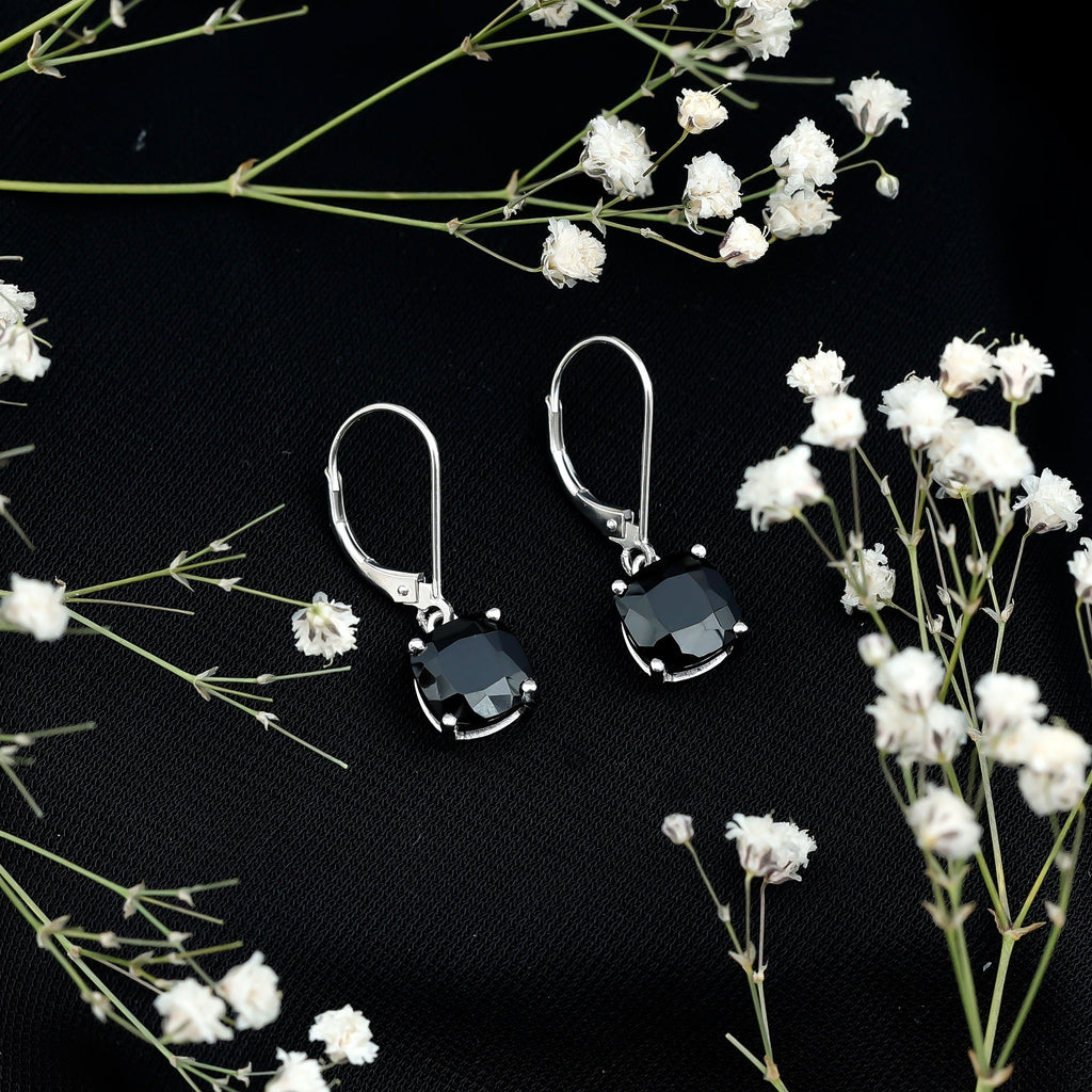 Lab Created Black Diamond Drop Earrings with Lever Back