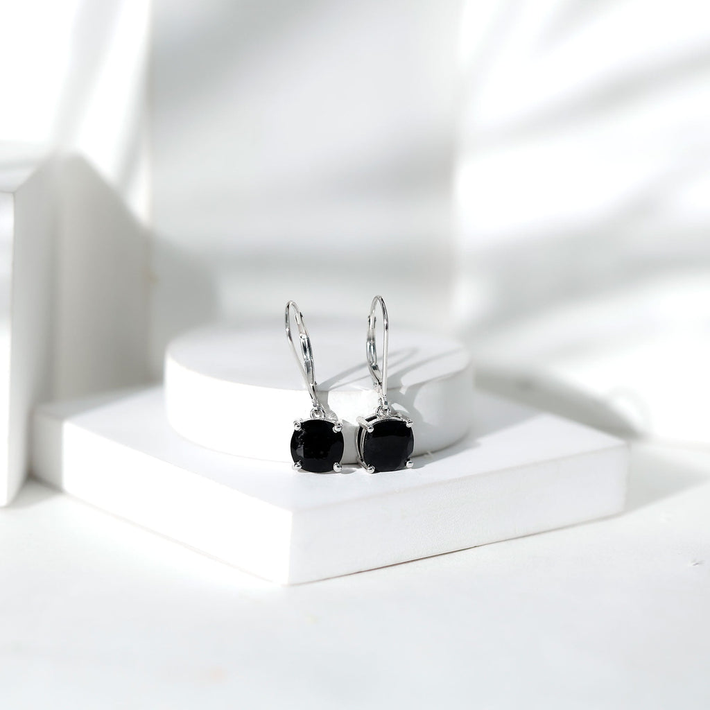 Lab Created Black Diamond Drop Earrings with Lever Back