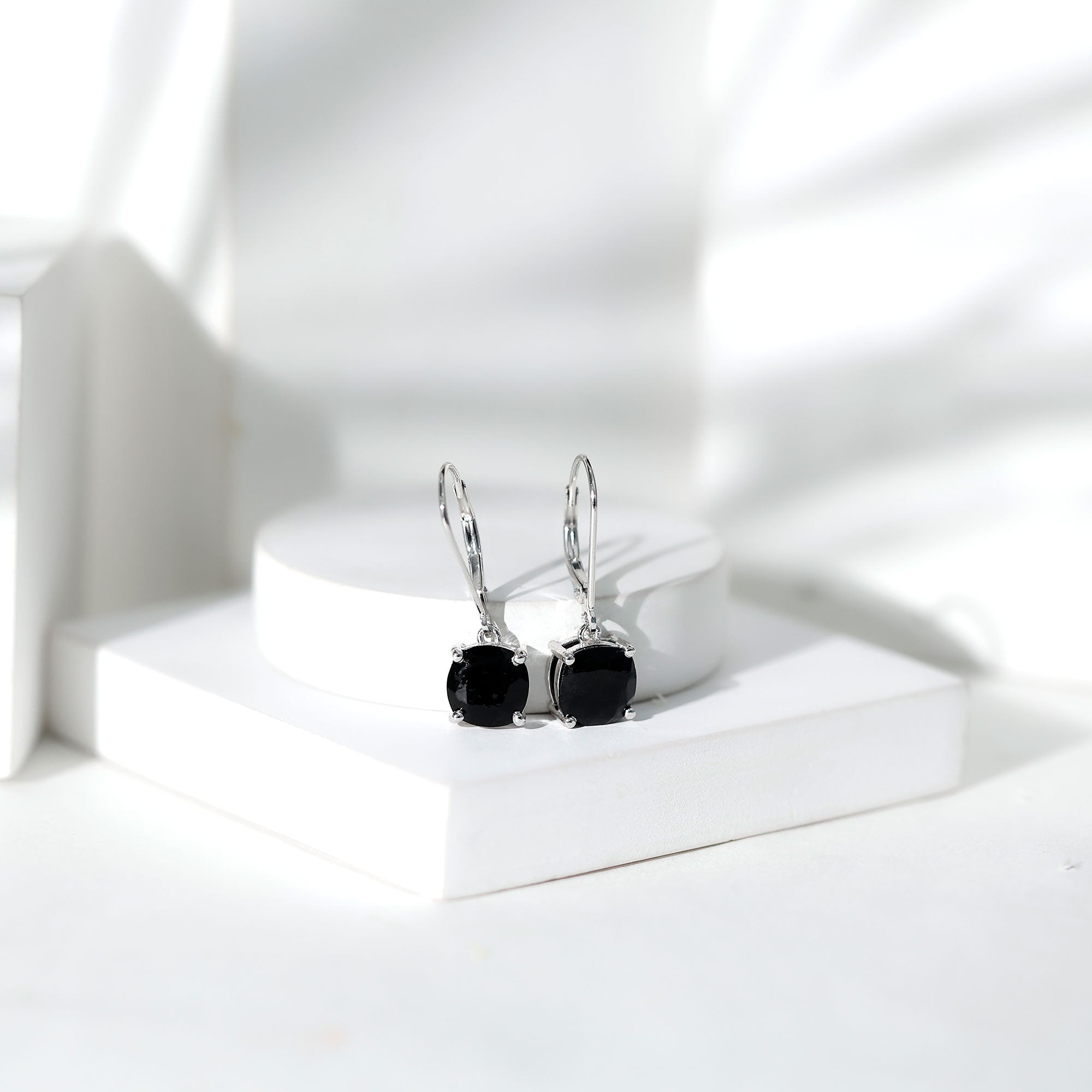 Lab Created Black Diamond Drop Earrings with Lever Back