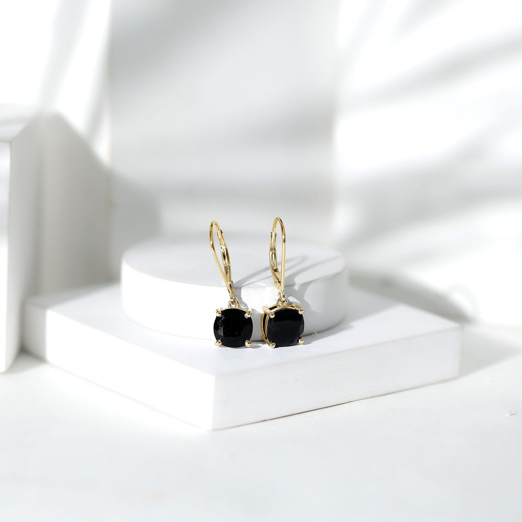 Lab Created Black Diamond Drop Earrings with Lever Back