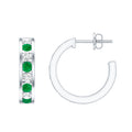 Certified Emerald and Lab Diamond Hoop Earrings