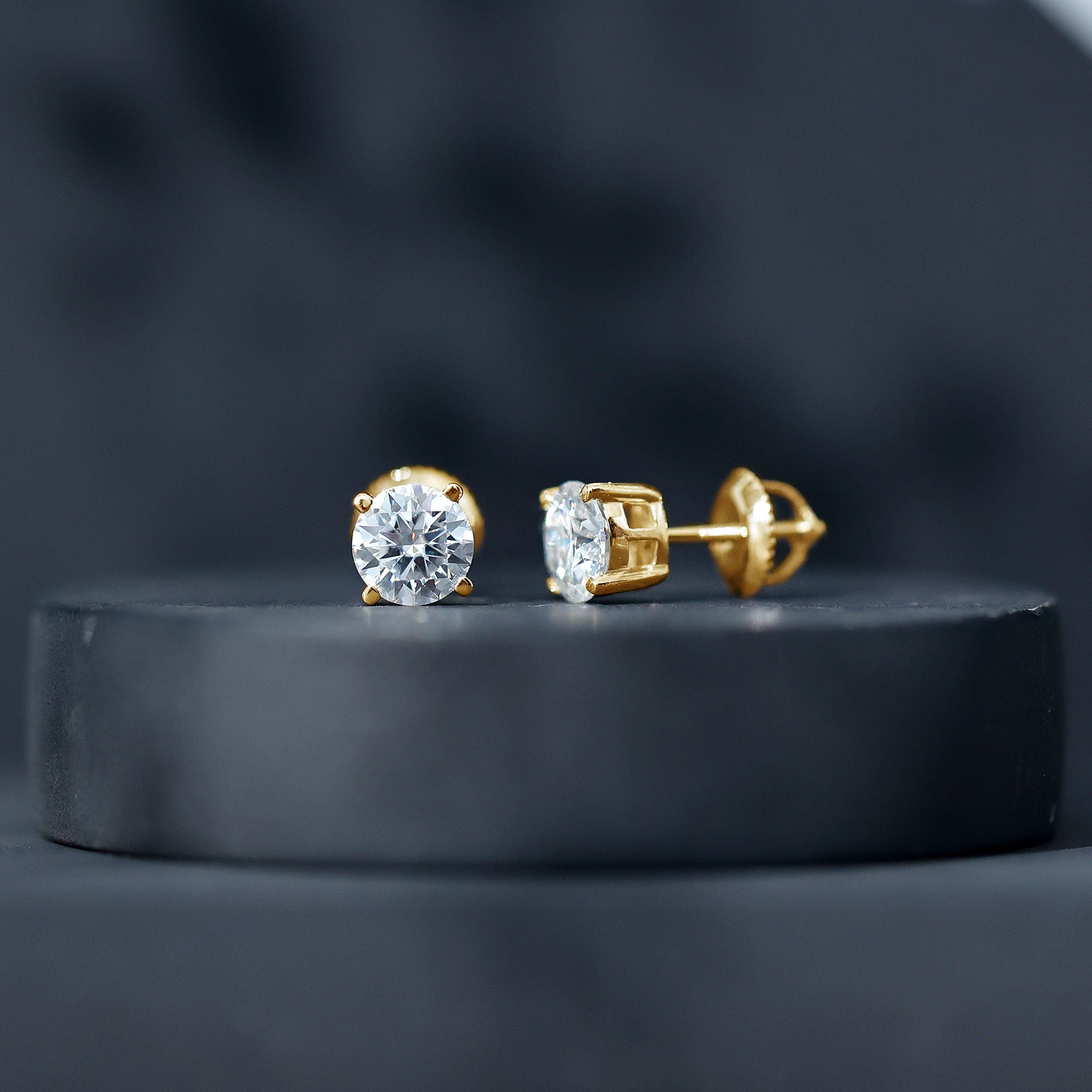 2 Carat Moissanite Solitaire Stud Earrings with Screw Backs