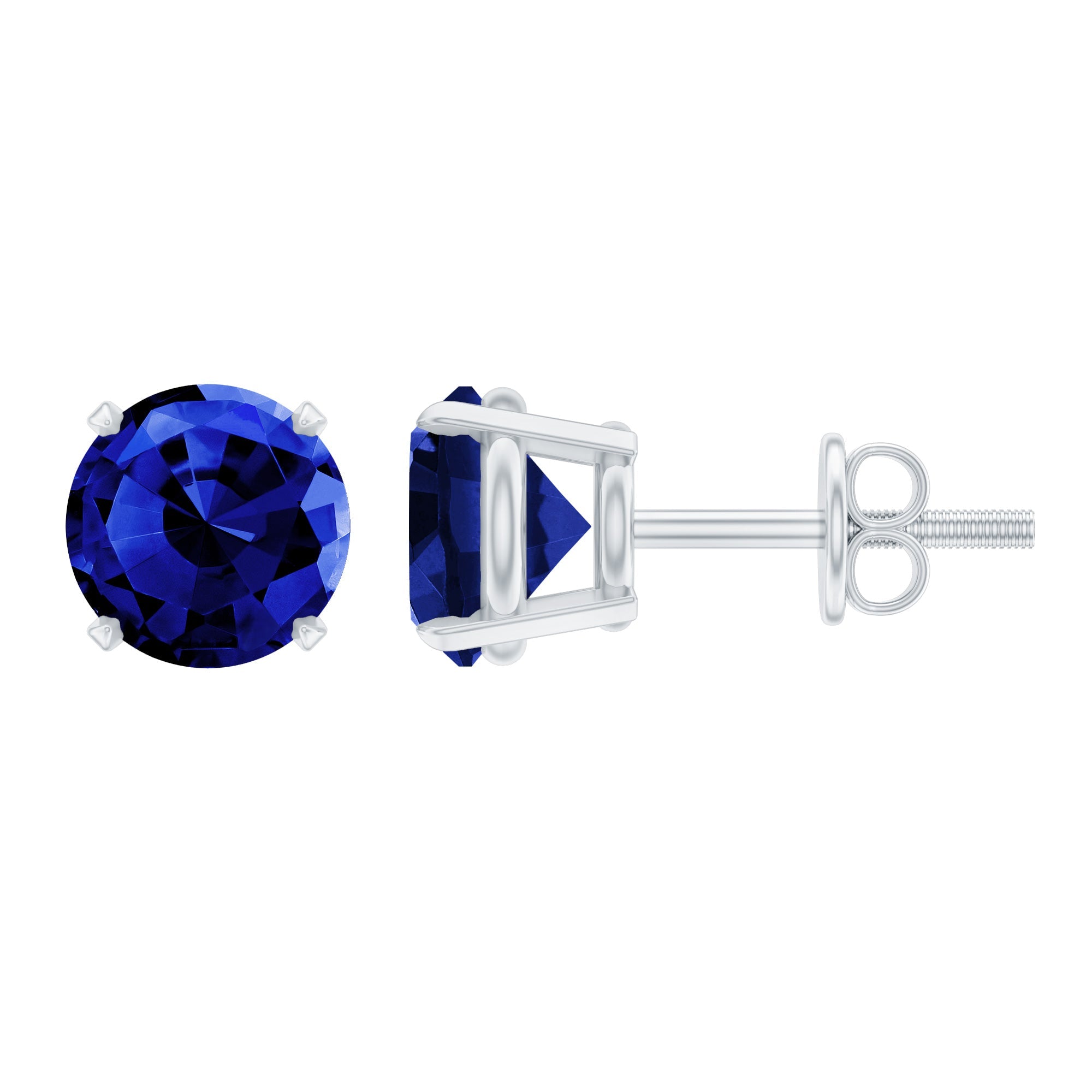 Womens Lab Created Blue Sapphire Solitaire Stud Earrings