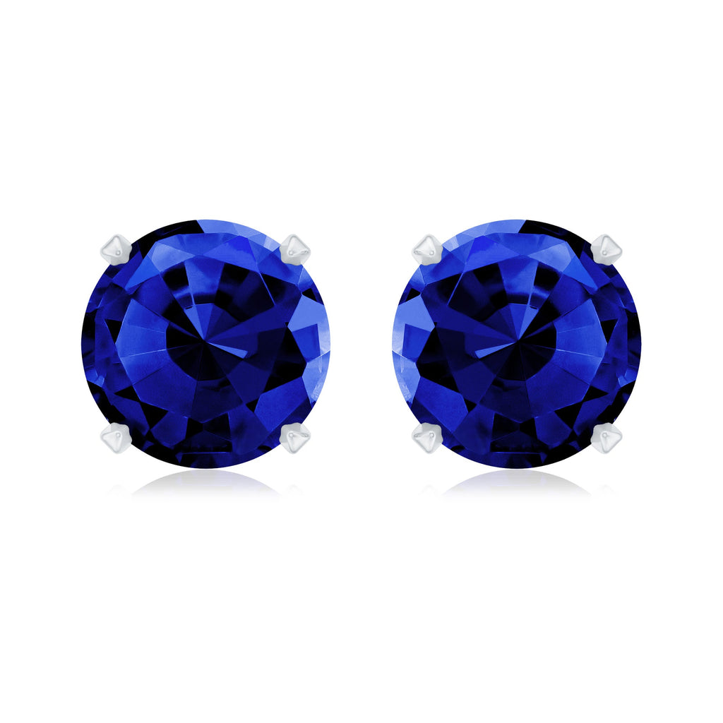 Womens Lab Created Blue Sapphire Solitaire Stud Earrings