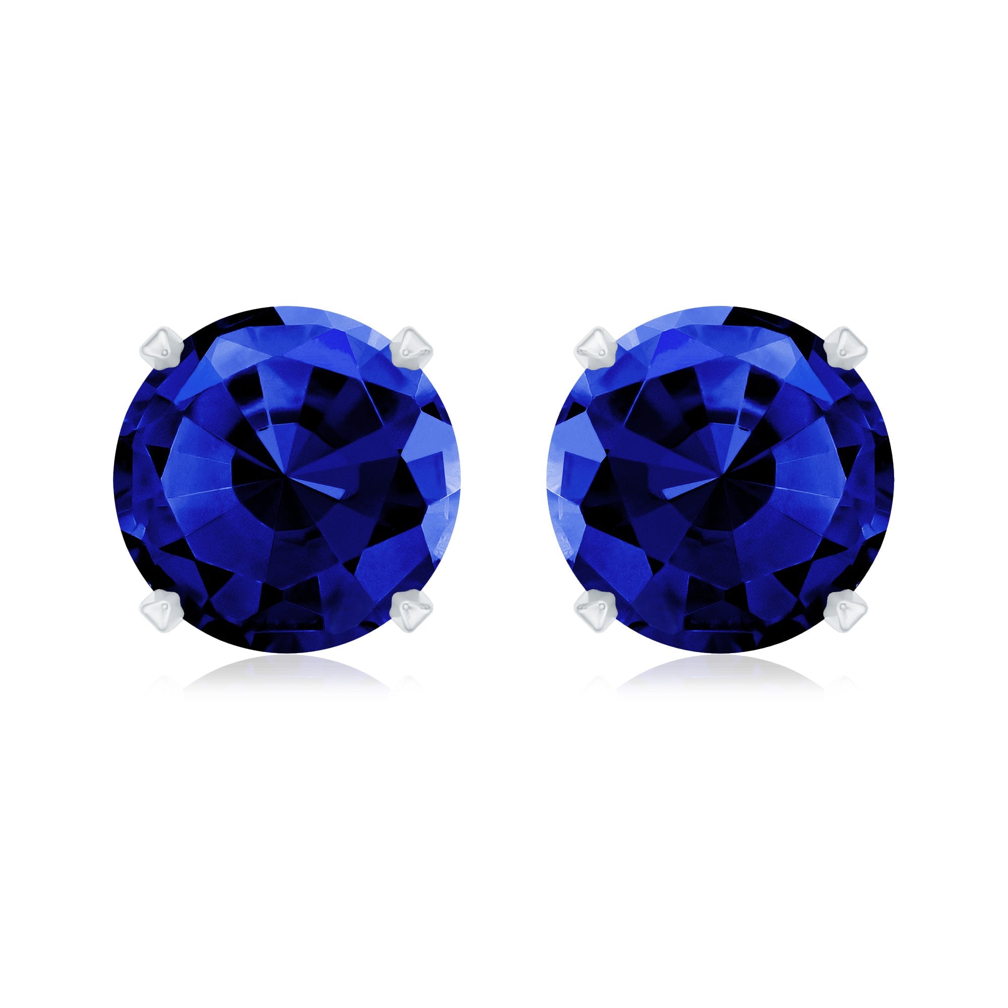 Womens Lab Created Blue Sapphire Solitaire Stud Earrings