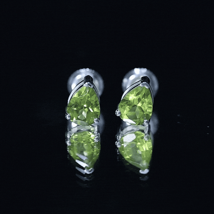 Natural Pear Shape 2 Carat Peridot August Birthstone Earrings