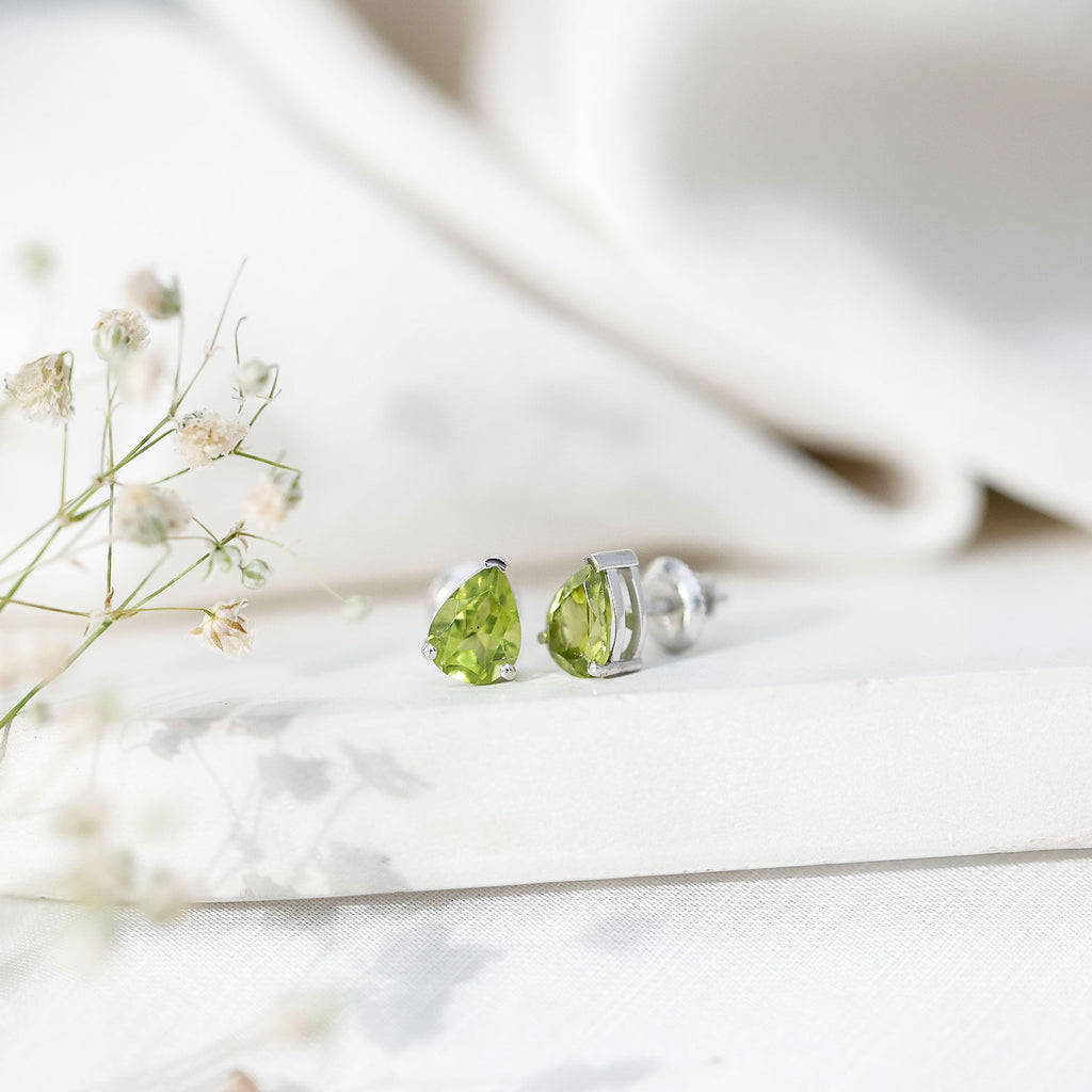 Natural Pear Shape 2 Carat Peridot August Birthstone Earrings
