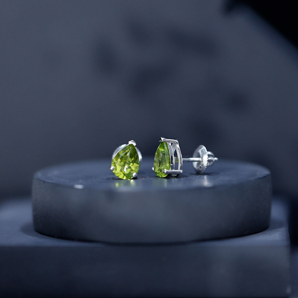 Natural Pear Shape 2 Carat Peridot August Birthstone Earrings