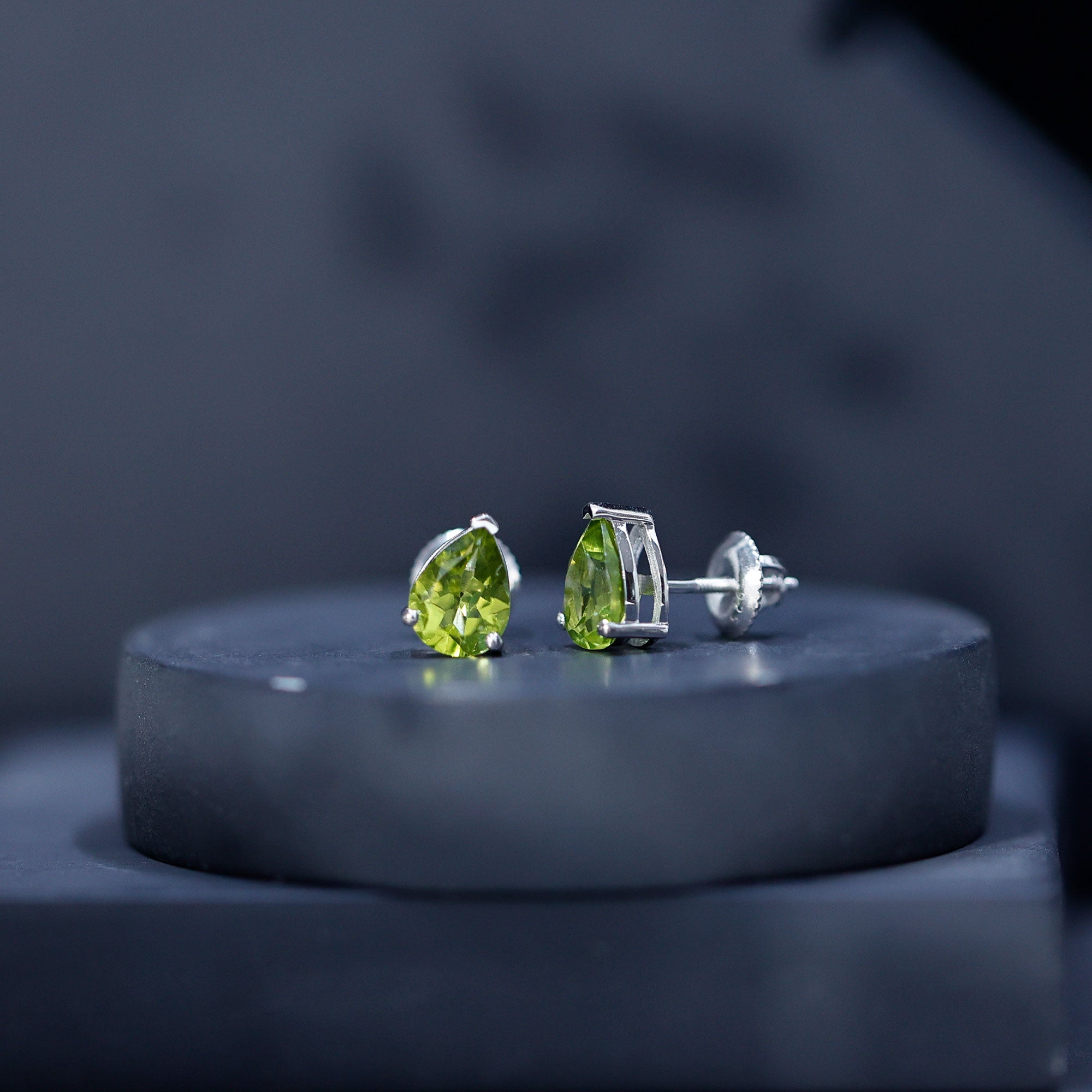 Natural Pear Shape 2 Carat Peridot August Birthstone Earrings