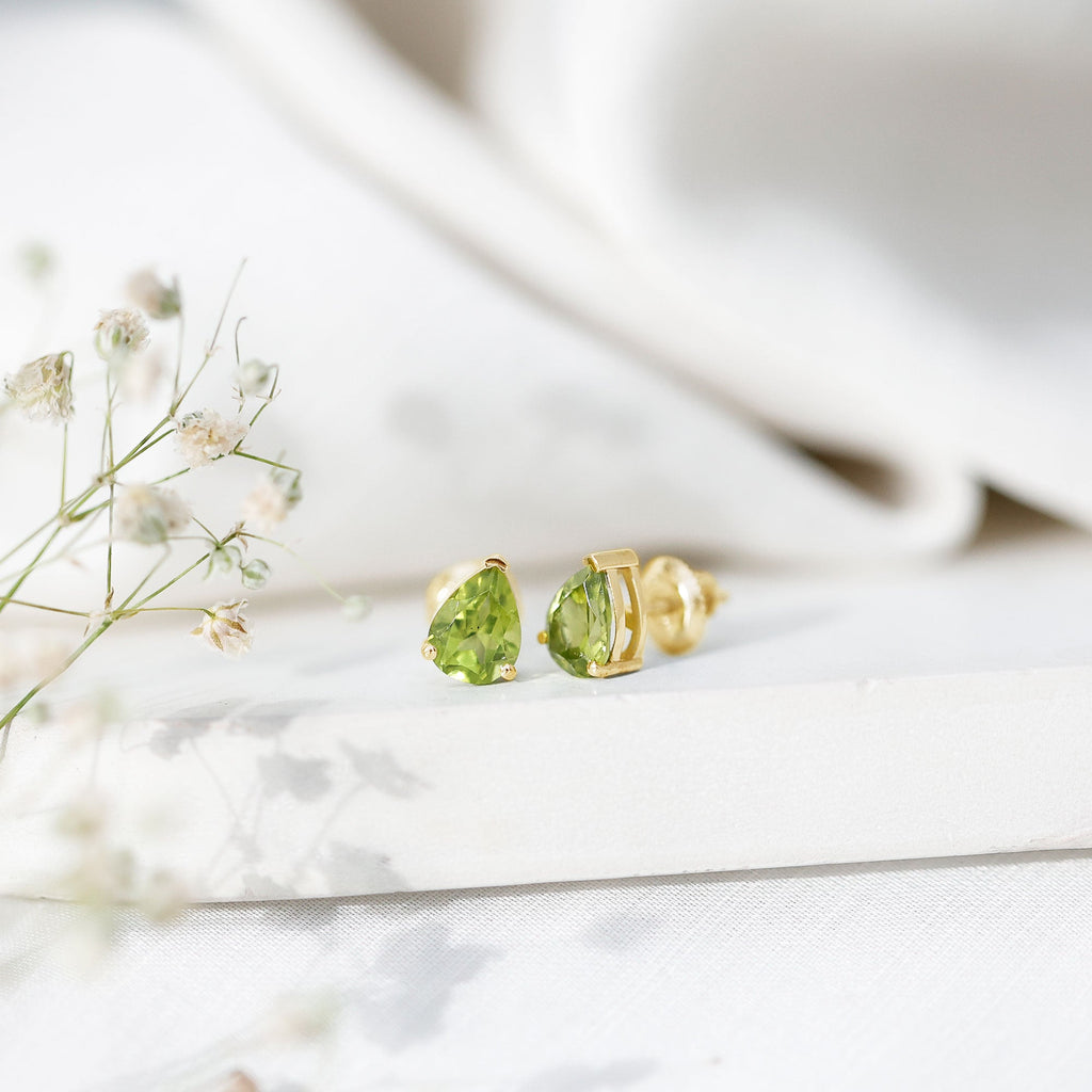 Natural Pear Shape 2 Carat Peridot August Birthstone Earrings