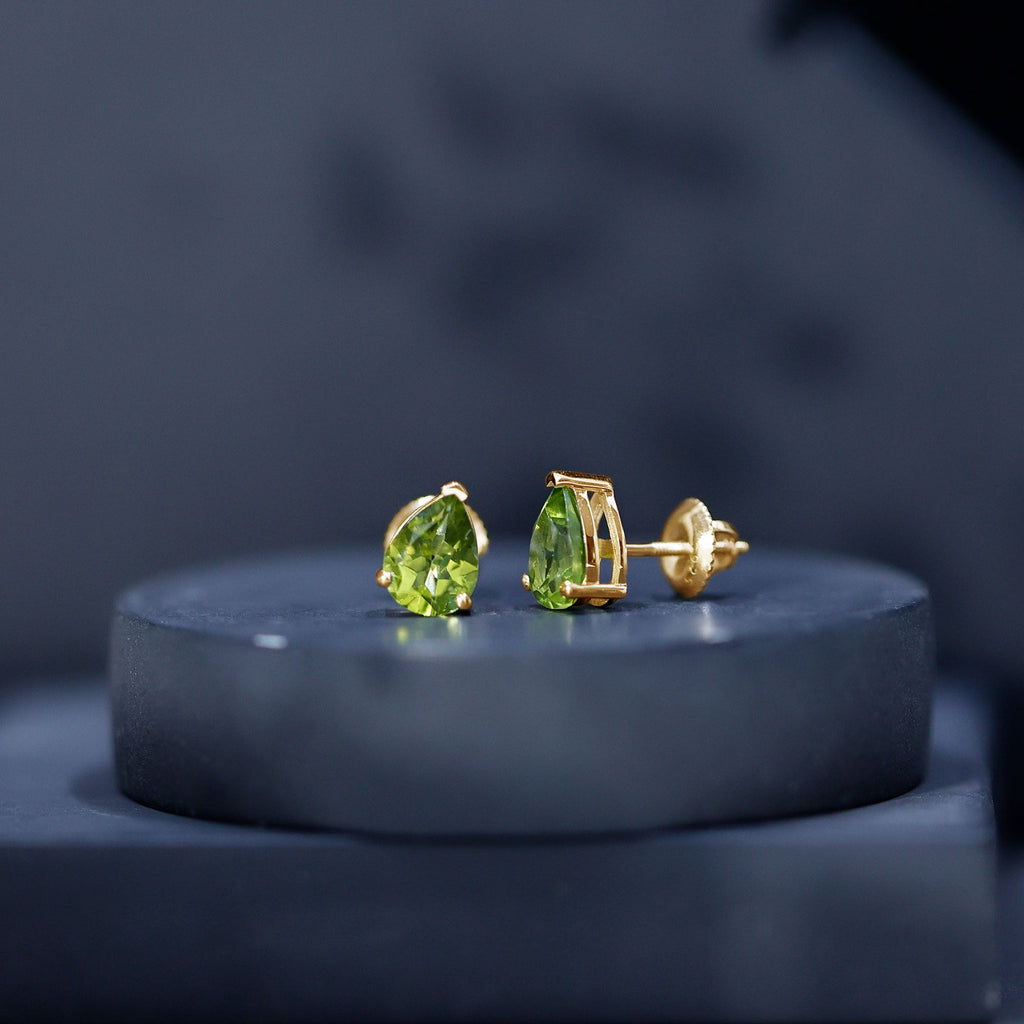 Natural Pear Shape 2 Carat Peridot August Birthstone Earrings
