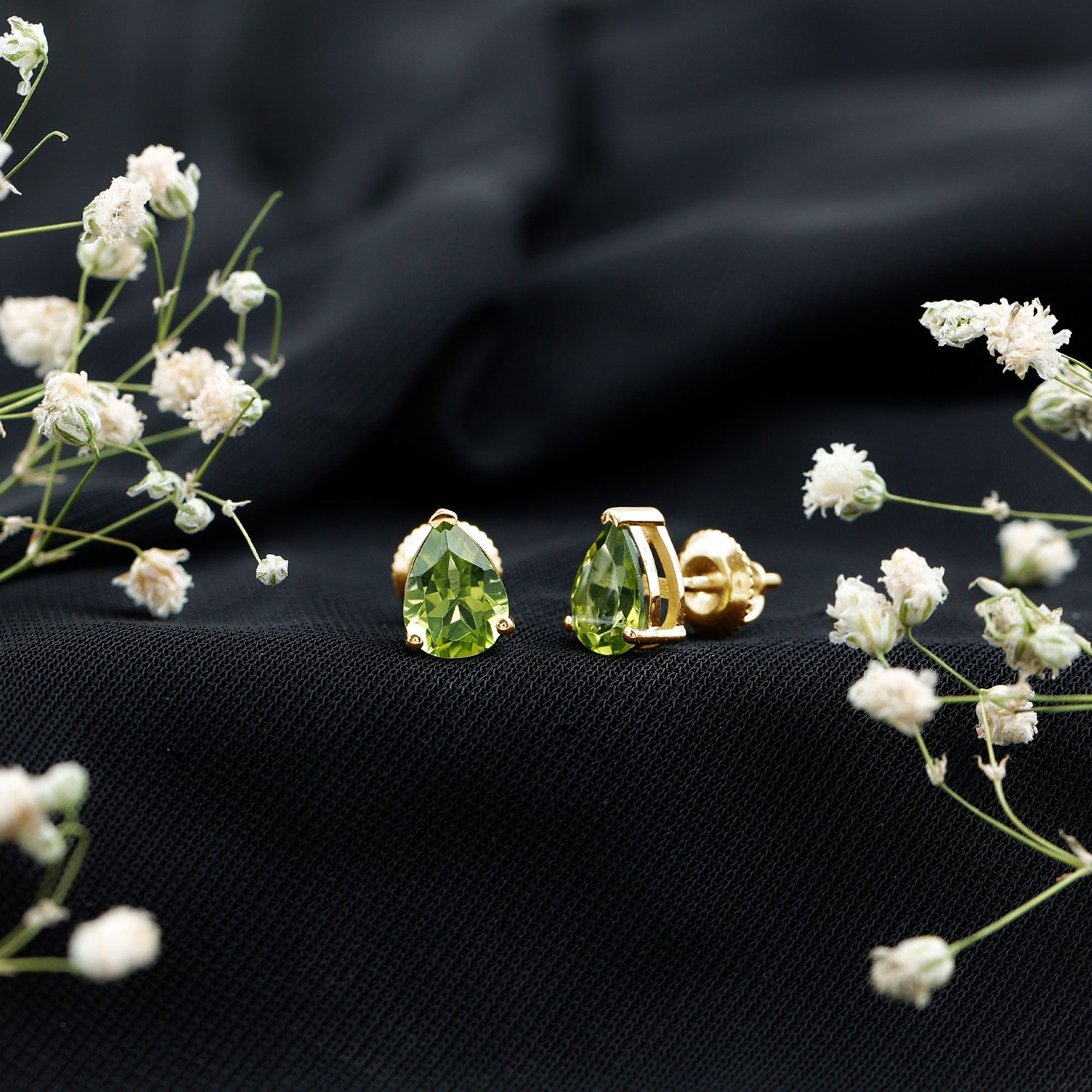 Natural Pear Shape 2 Carat Peridot August Birthstone Earrings