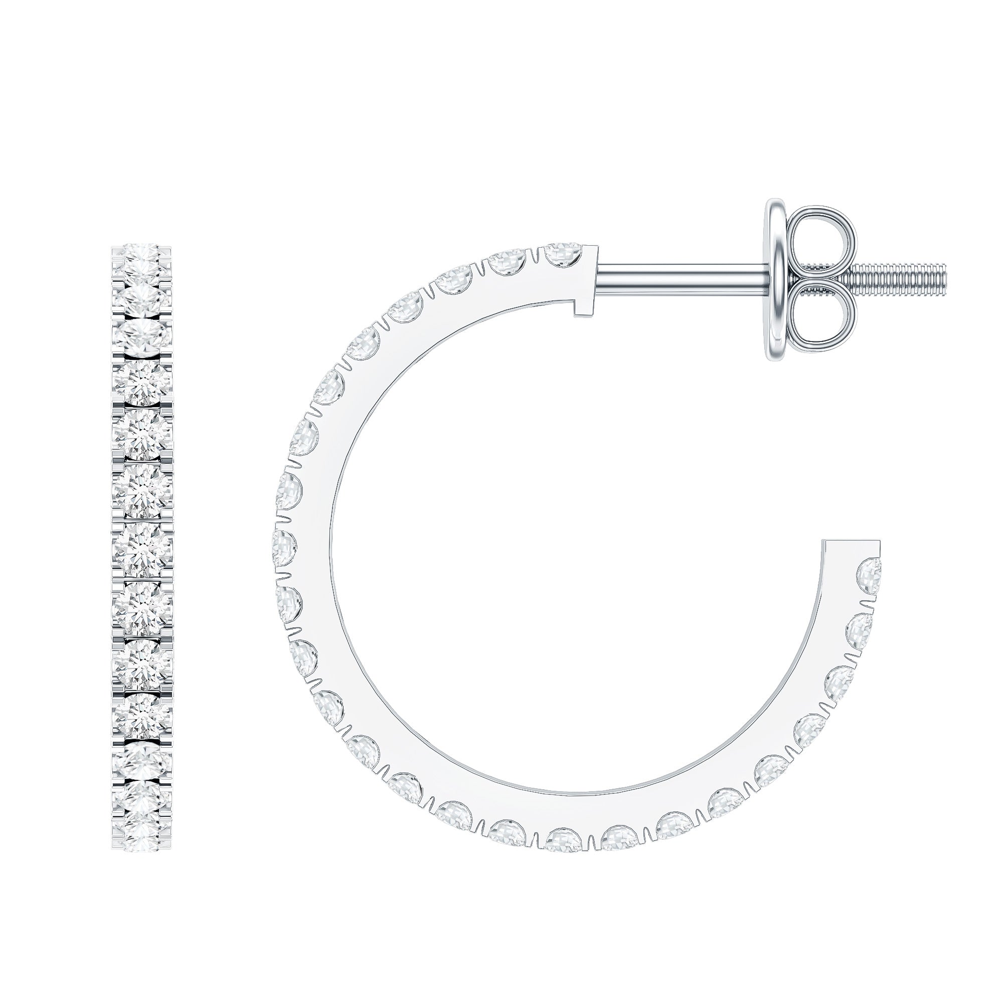 Round Shaped Diamond Hoop Earrings