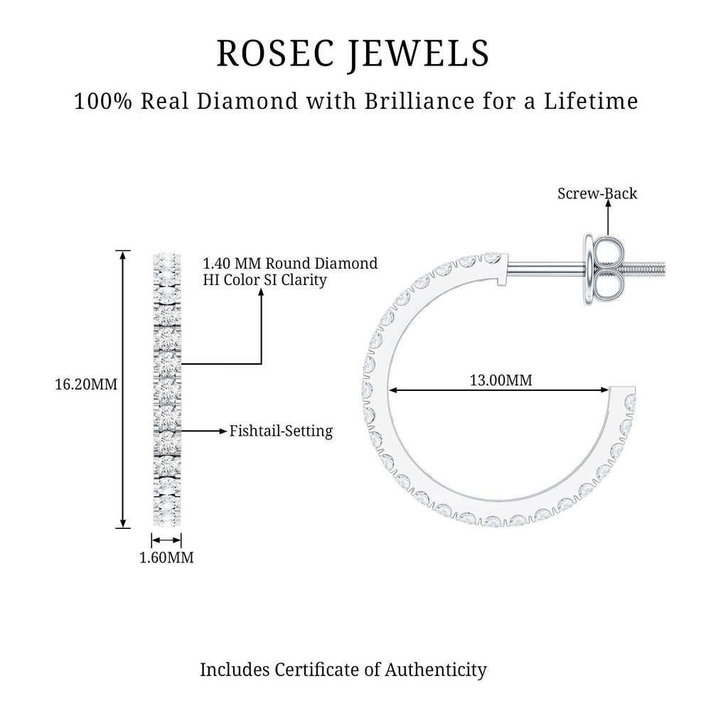 Round Shaped Diamond Hoop Earrings