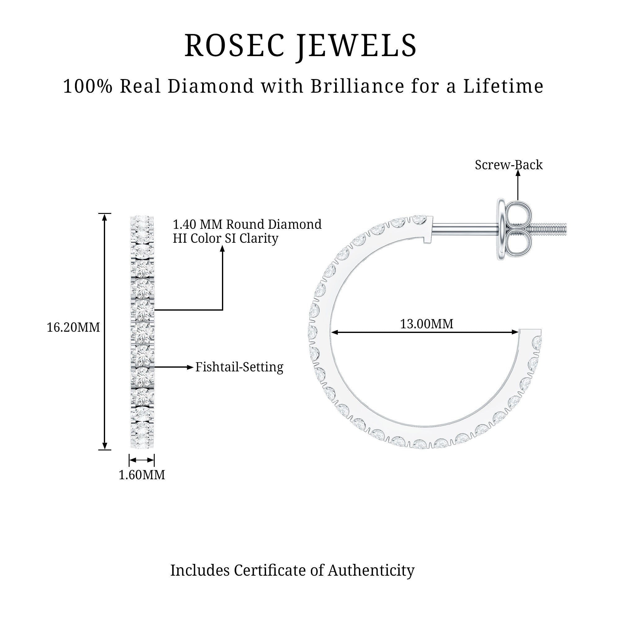 Round Shaped Diamond Hoop Earrings