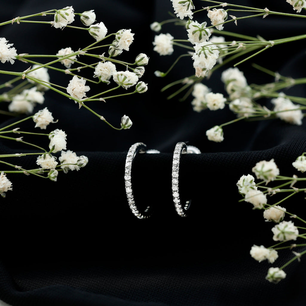 Round Shaped Diamond Hoop Earrings