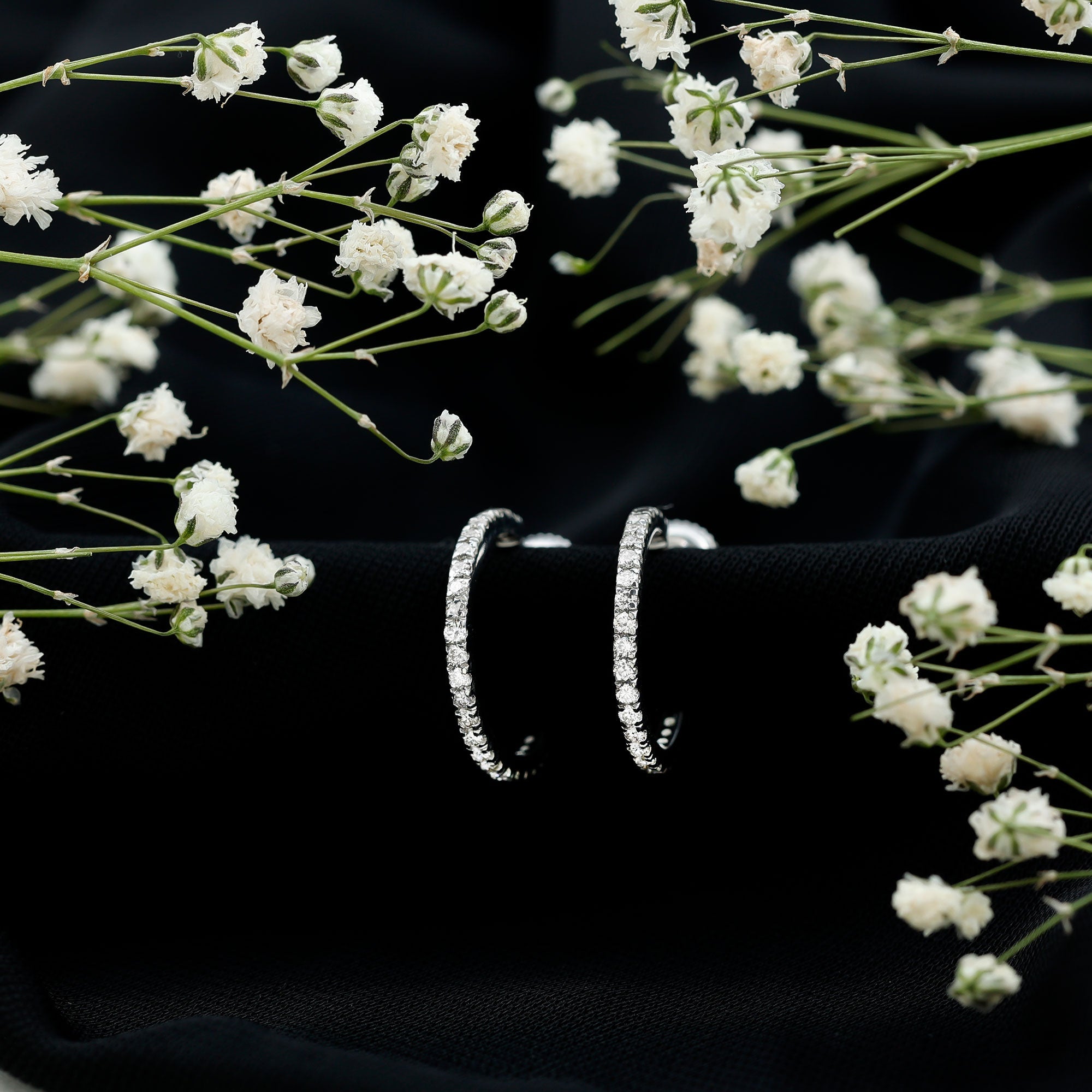 Round Shaped Diamond Hoop Earrings