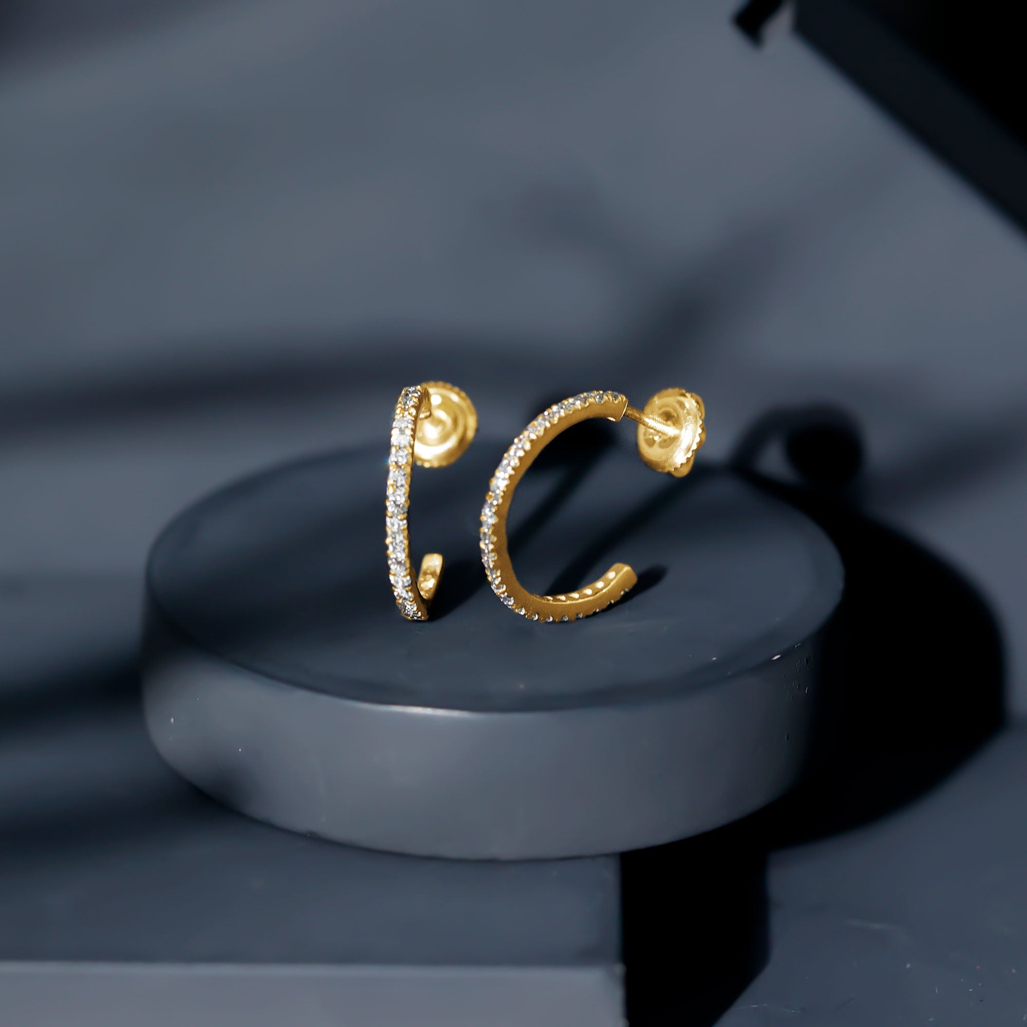 Round Shaped Diamond Hoop Earrings