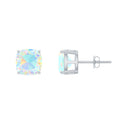 3.7 Carat Cushion Cut Ethiopian Opal Solitaire Stud Earrings