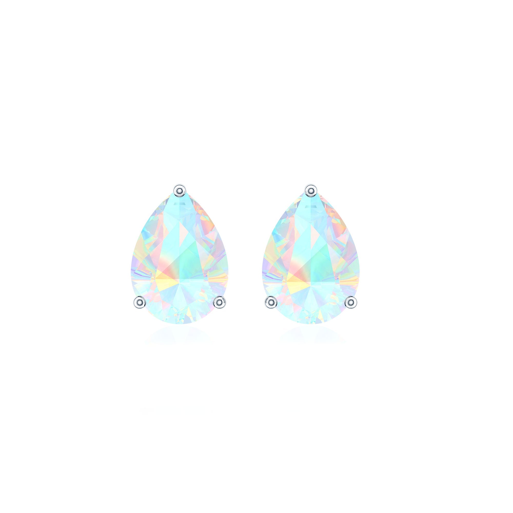 Pear Cut Ethiopian Opal Solitaire Stud Earrings in Gold