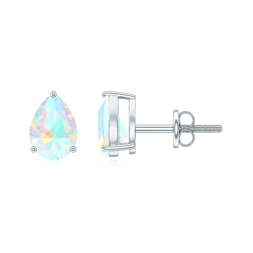 Pear Cut Ethiopian Opal Solitaire Stud Earrings in Gold