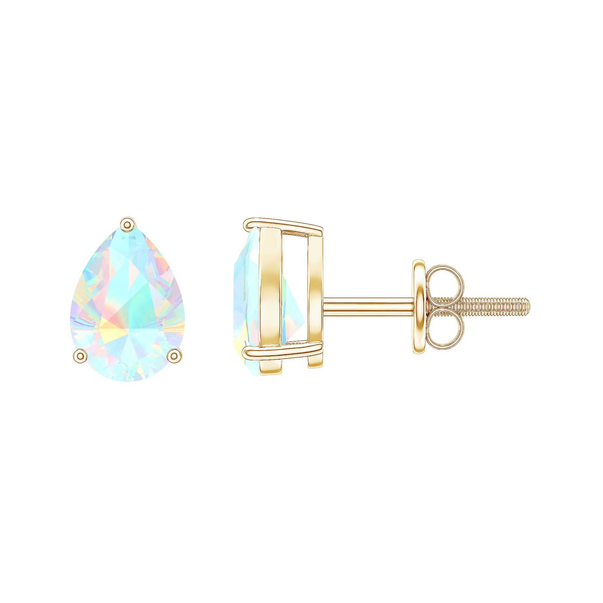 Pear Cut Ethiopian Opal Solitaire Stud Earrings in Gold
