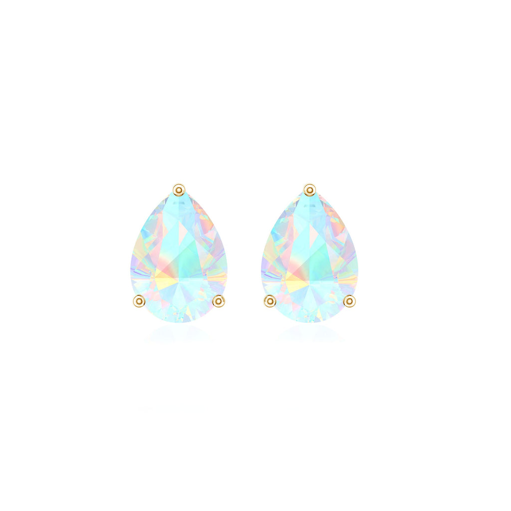 Pear Cut Ethiopian Opal Solitaire Stud Earrings in Gold