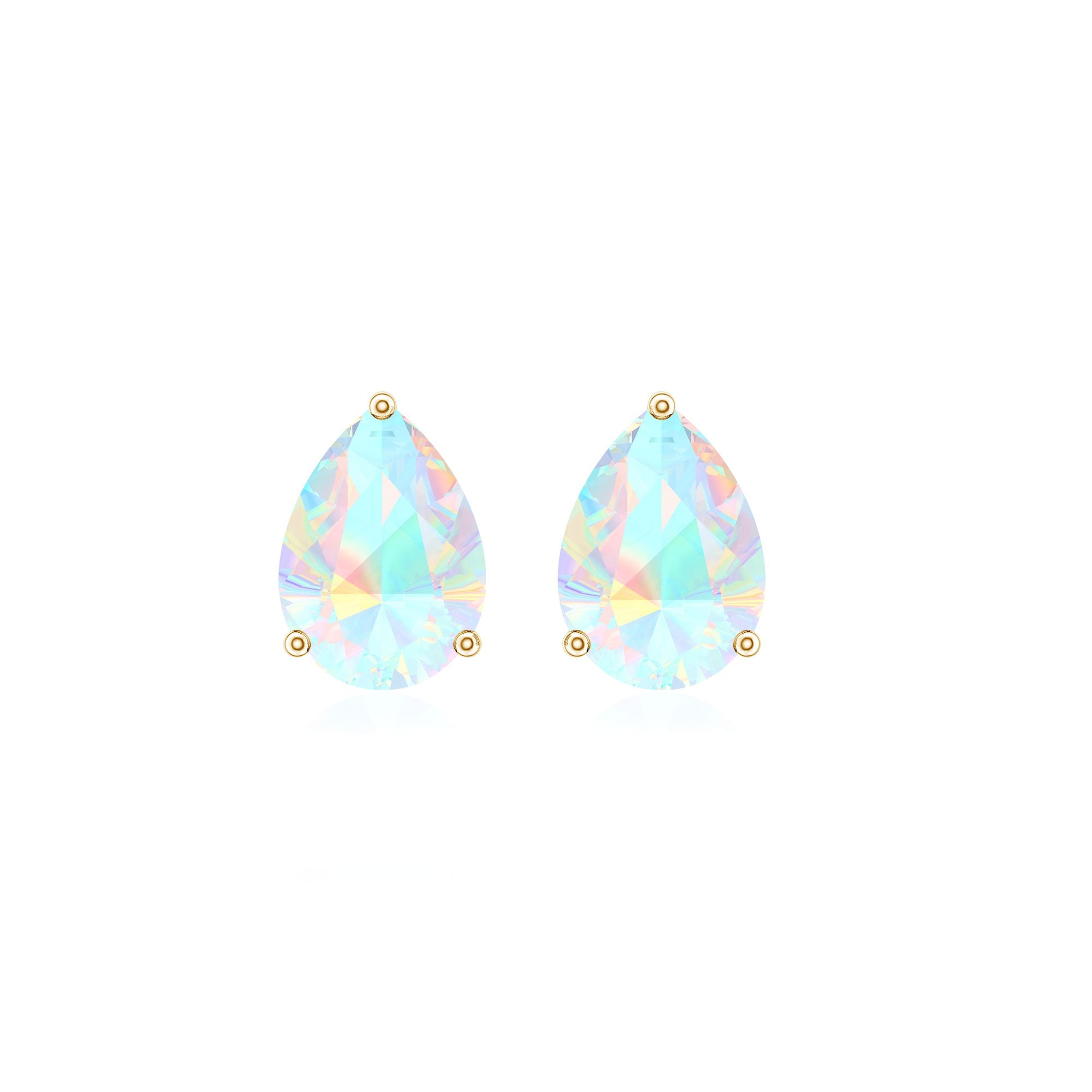 Pear Cut Ethiopian Opal Solitaire Stud Earrings in Gold